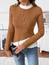 Decor Button Contrast Hem Knit Top - Fashorio