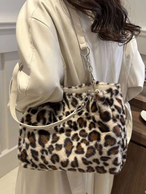 Faux Fur Leopard Shoulder Bag - Fashorio