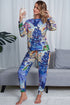 Shiny Tie-Dye Crewneck Top and Drawstring Waist Joggers Lounge Set - Fashorio