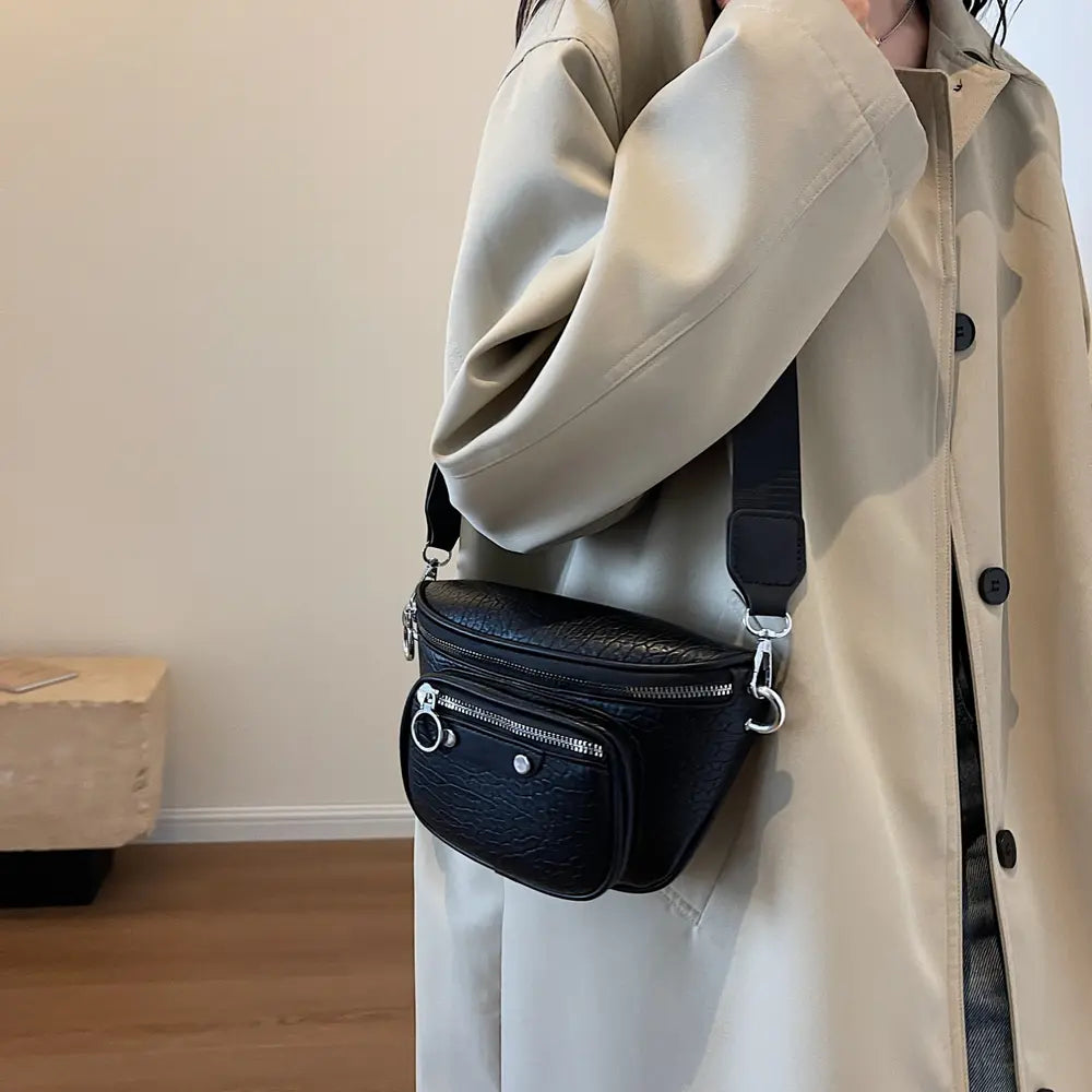 Texture PU Leather Crossbody Bag - Fashorio