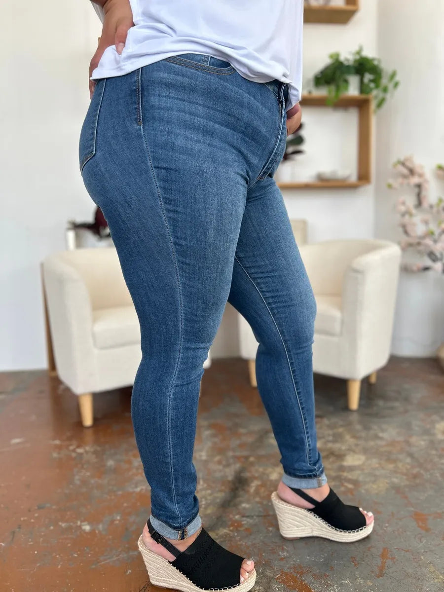 Judy Blue Full Size Cuffed Hem Skinny Jeans - Fashorio