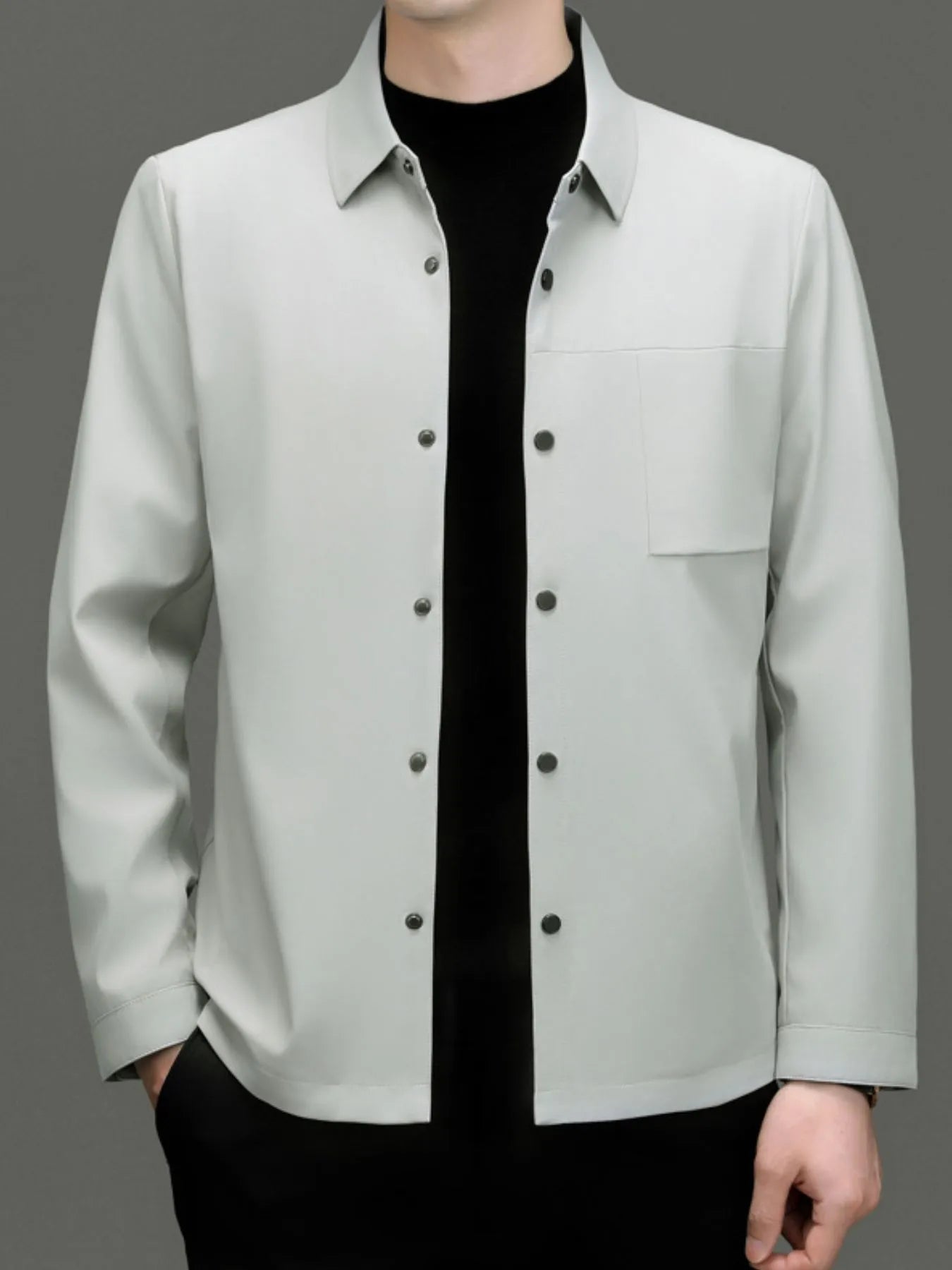 Men's Plus Size Button Up Long Sleeve Jacket - Fashorio