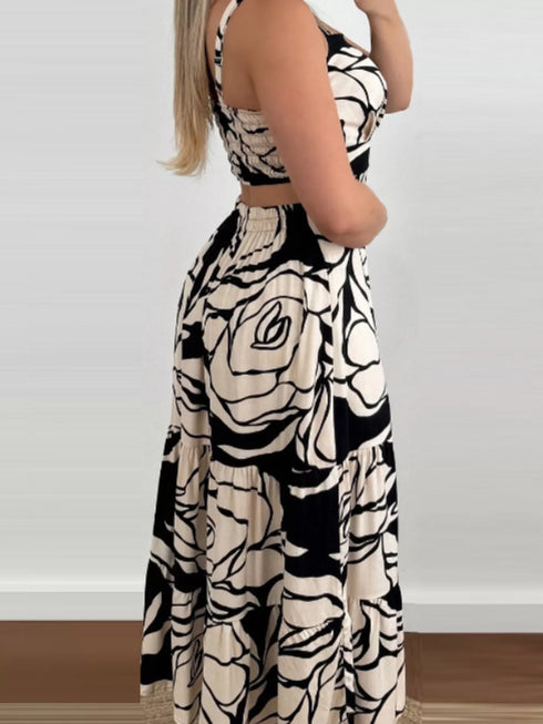 Cutout Back Printed Cami Dress - Fashorio