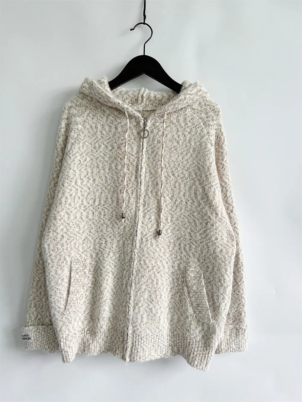 Zip Up Drawstring Long Sleeve Hooded Sweater - Fashorio