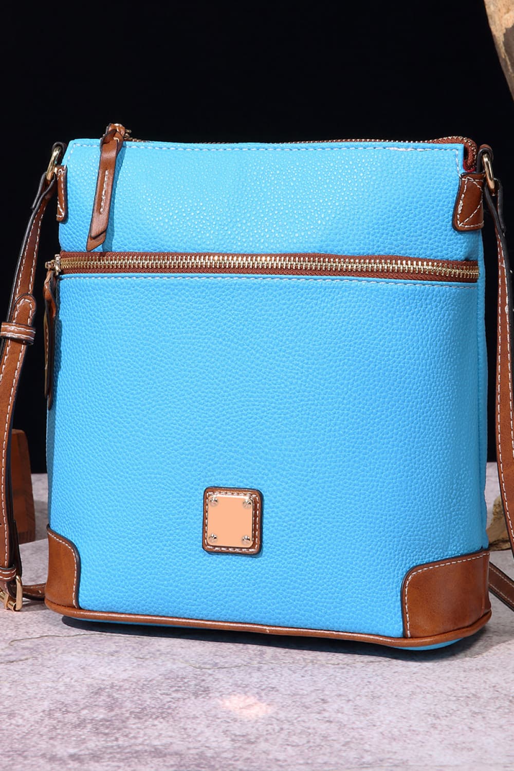 PU Leather Crossbody Bag Pastel Blue One Size - Fashorio
