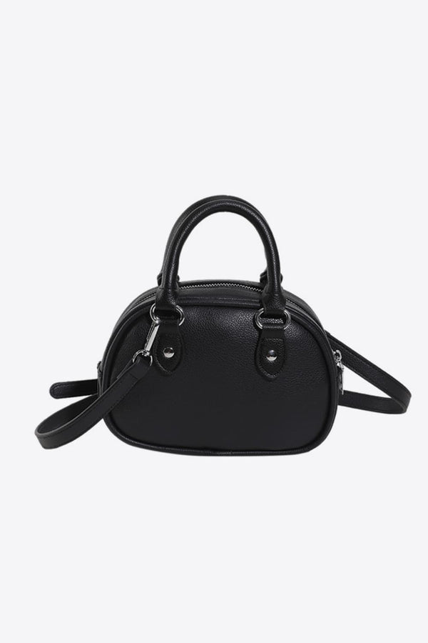 PU Leather Handbag Black One Size - Fashorio