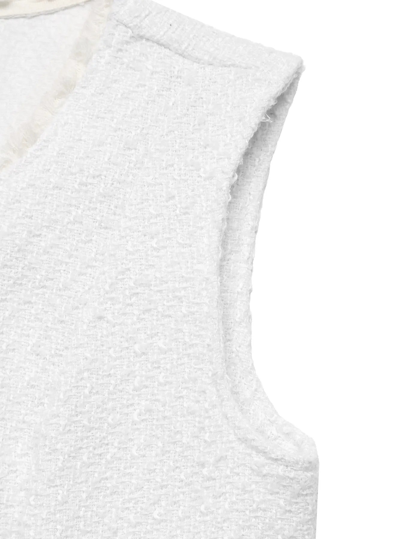 Textured Button-Front Vest with Raw Edge - Fashorio