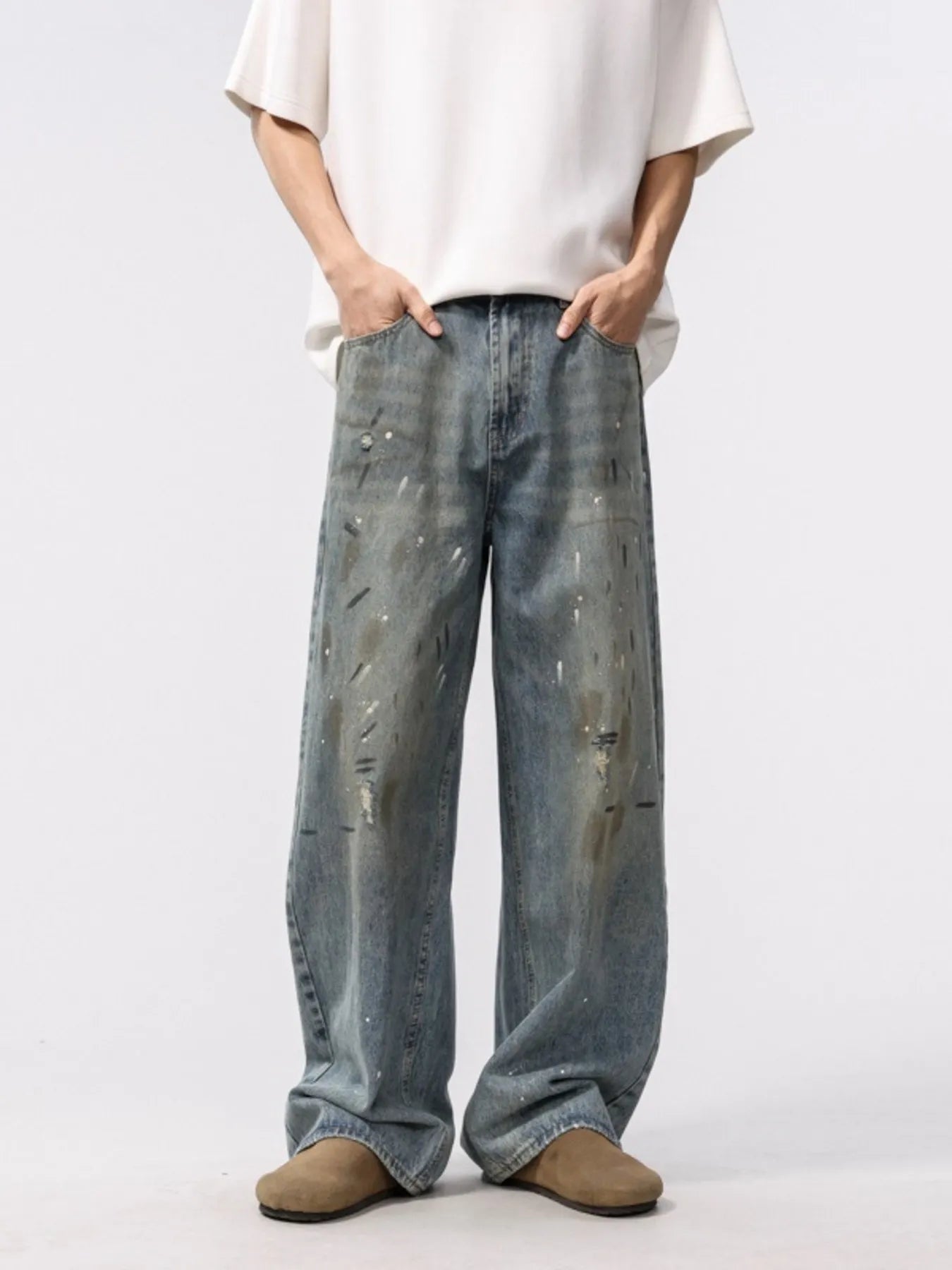 Men's Washed Loose Fit Jeans - Fashorio