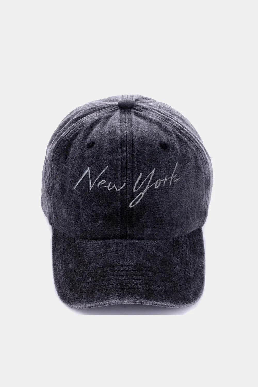 Zenana Washed Embroidered City Baseball Cap New York Black One Size - Fashorio