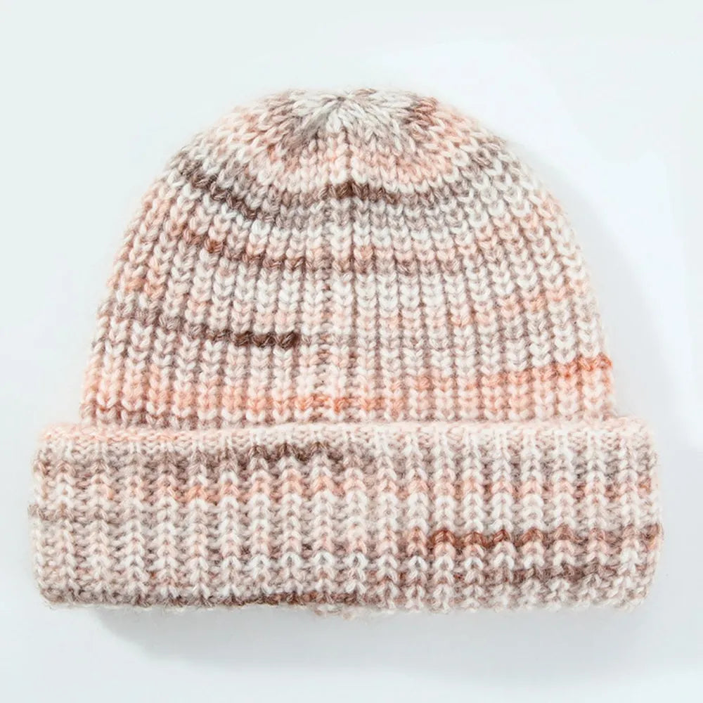Thermal Contrast Knit Hat Khaki One Size - Fashorio