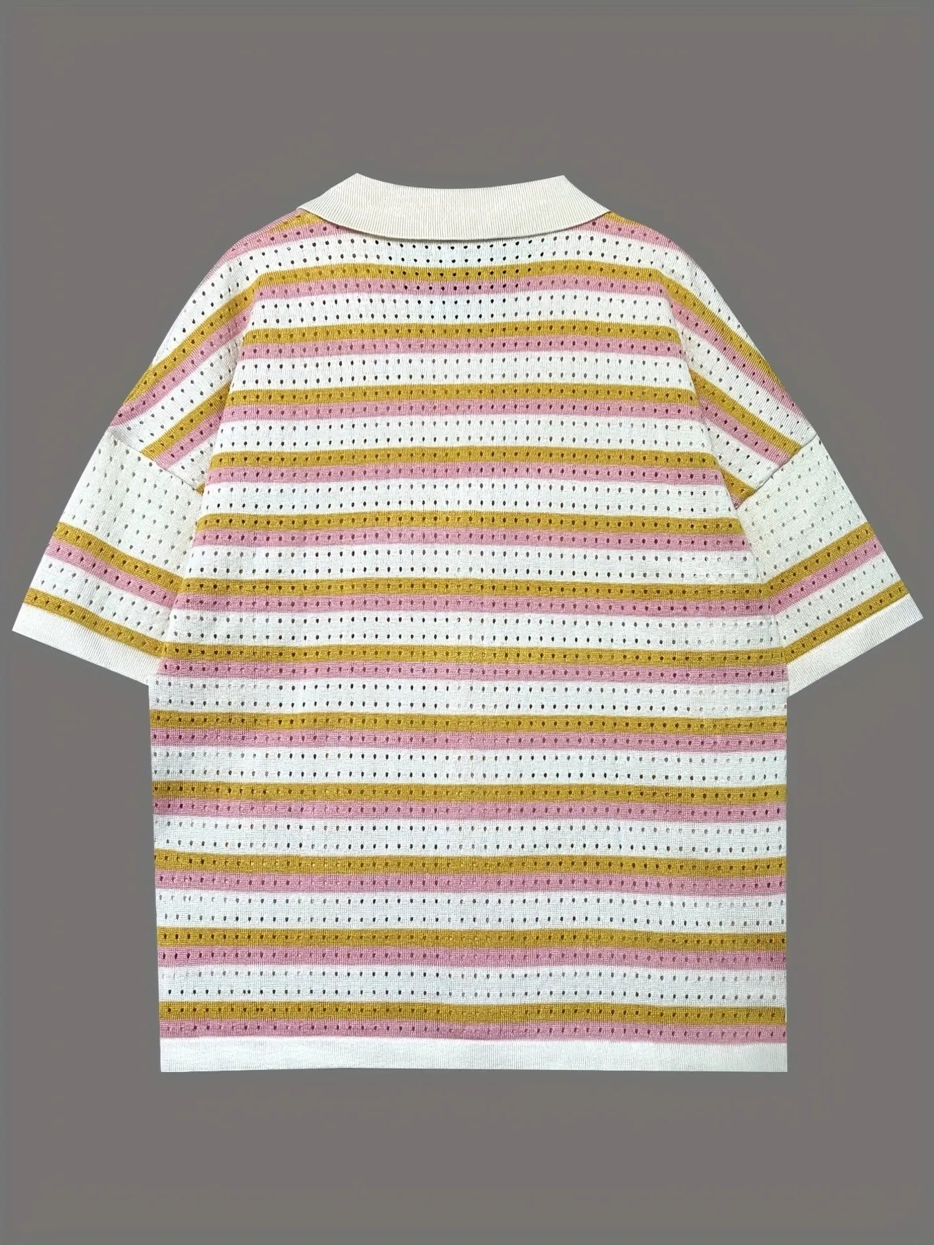 Colorful Striped Button Up Top and Shorts Sweater Set - Fashorio