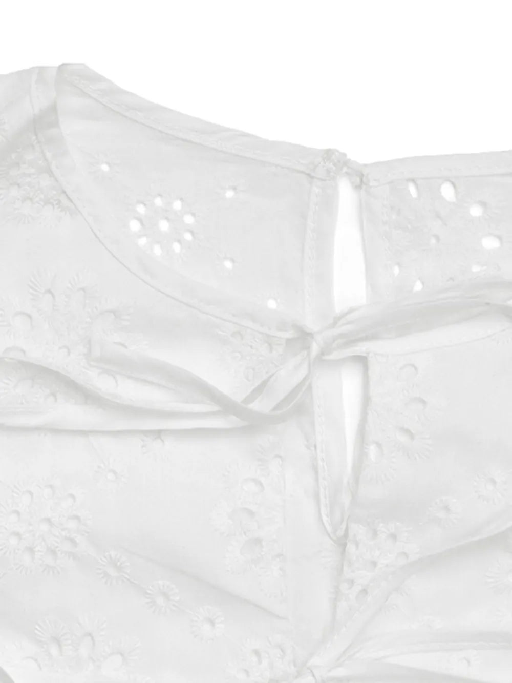 Perfee Tied Eyelet Short Sleeve Bodysuit - Fashorio