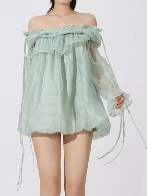 Ruffled Off-Shoulder Flounce Sleeve Blouse - Fashorio