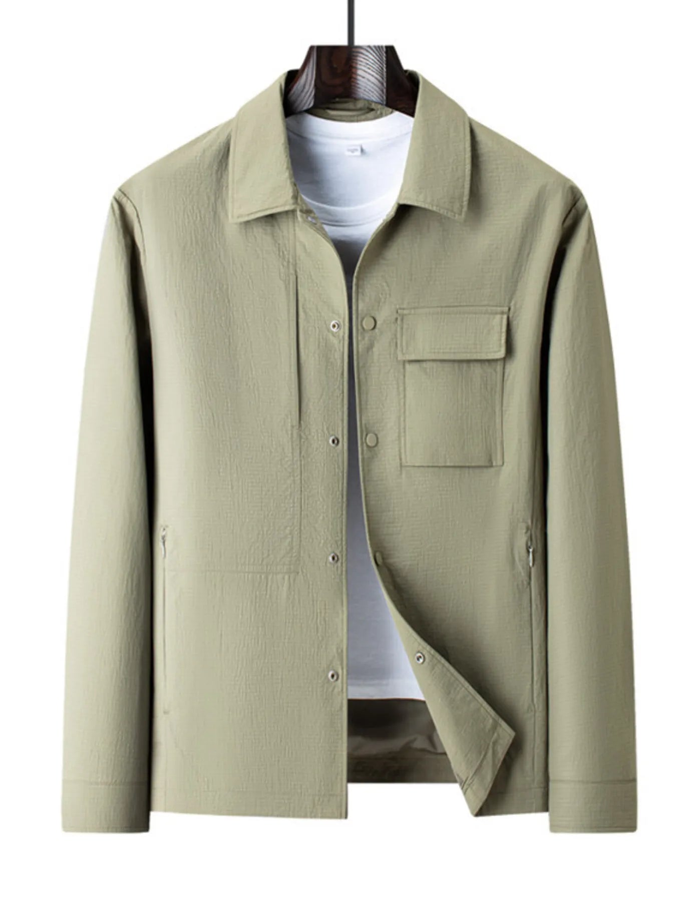 Men's Plus Size Snap Down Long Sleeve Jacket - Fashorio