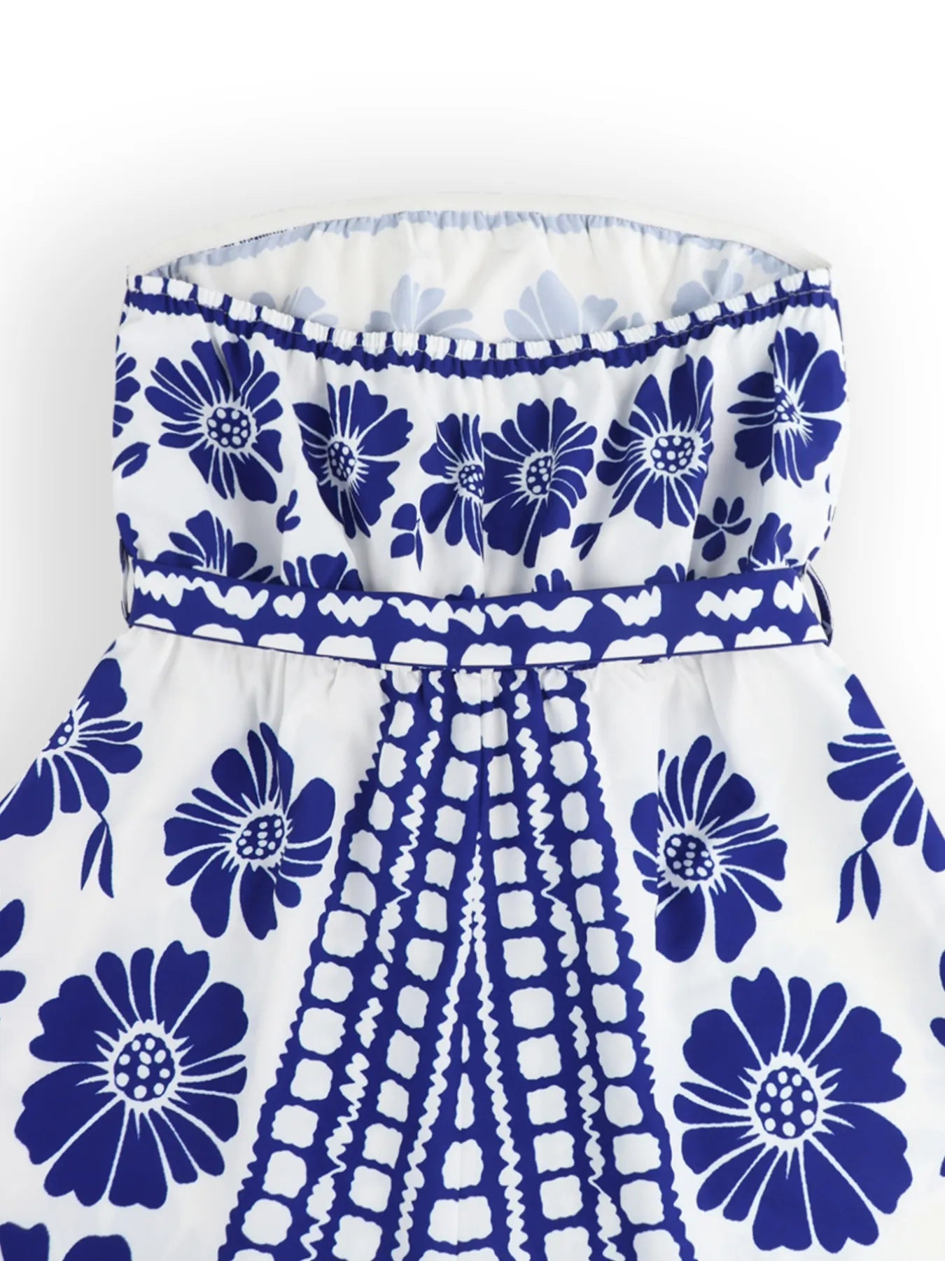 Printed Tube Tie Waist Romper - Fashorio