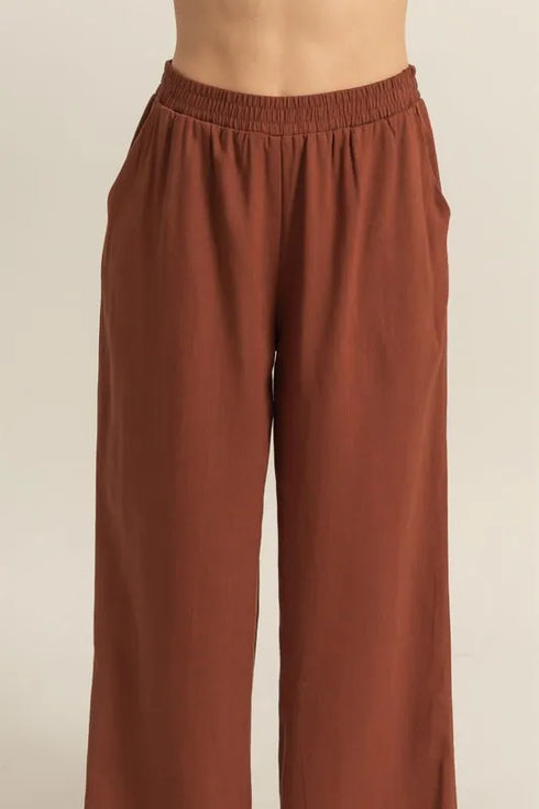 HYFVE Elastic Waist Wide Leg Pants - Fashorio