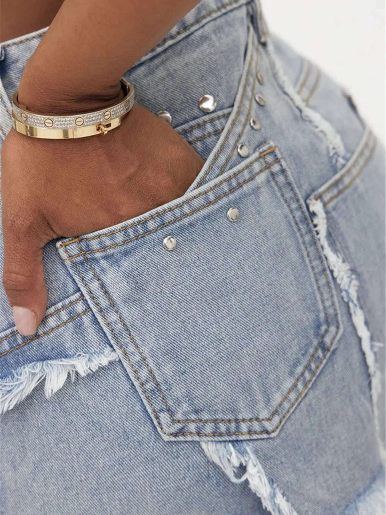 Raw Hem Denim Mini Skirt - Fashorio