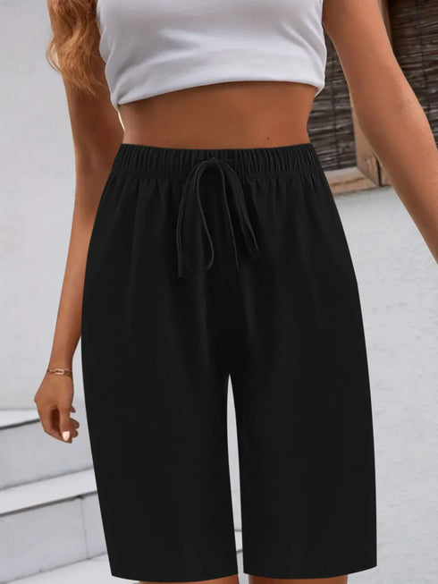 Casual Drawstring Wide Leg Shorts - Fashorio