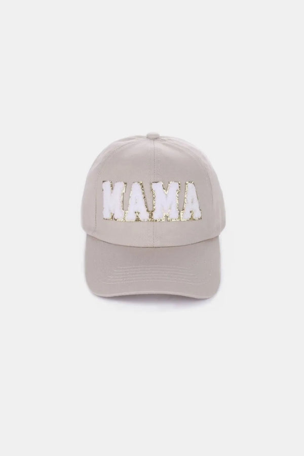 MAMA Chenille Patch Baseball Cap Ash Mocha One Size - Fashorio