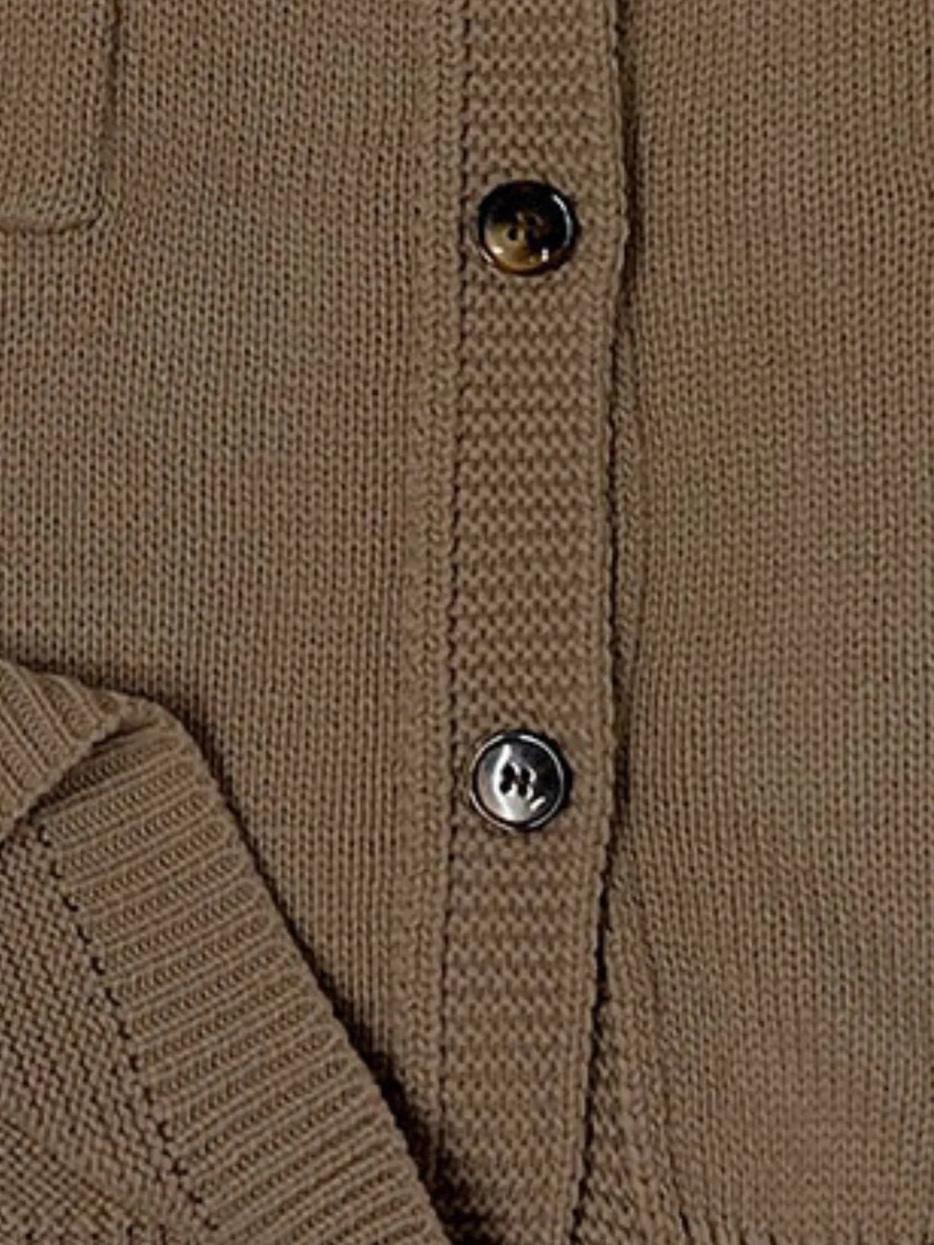 Ribbed Hem Button Up Cardigan - Fashorio
