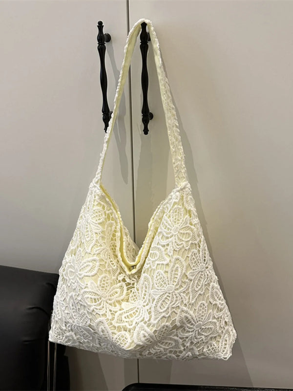 Lace Pattern Shoulder Bag White One Size - Fashorio