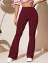 Full Size High-Waist Flare Active Pants Plus Size Burgundy - Fashorio