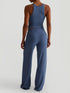 Ribbed Tank and High-Waisted Pants Active Set - Fashorio