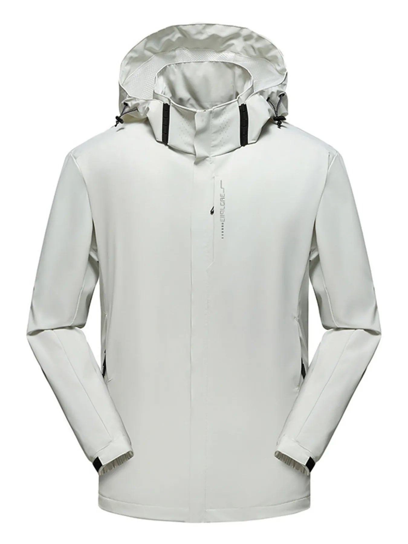 Men's Plus Size Waterproof Zip Up Long Sleeve Hooded Jacket White - Fashorio