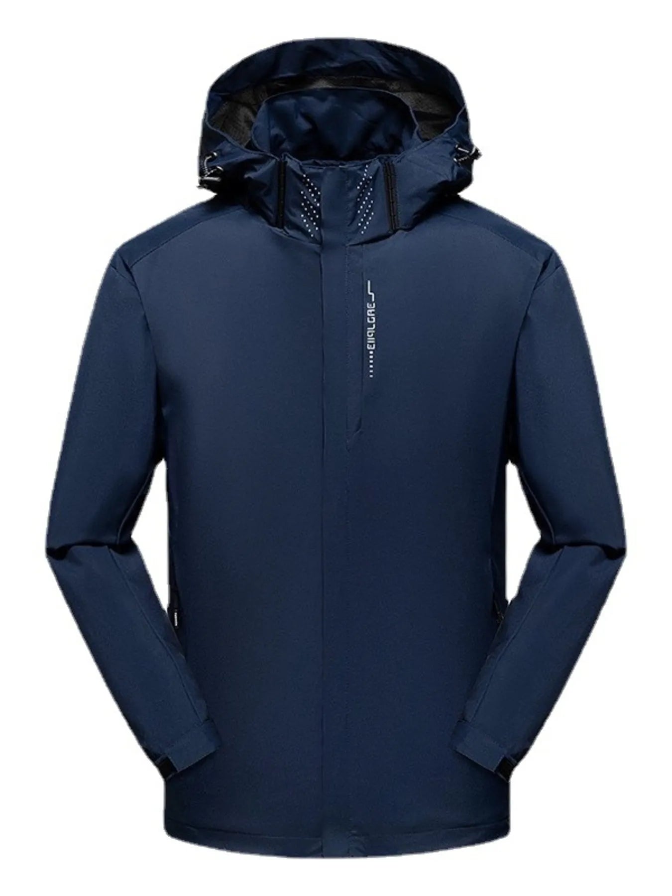 Men's Plus Size Waterproof Zip Up Long Sleeve Hooded Jacket Navy - Fashorio
