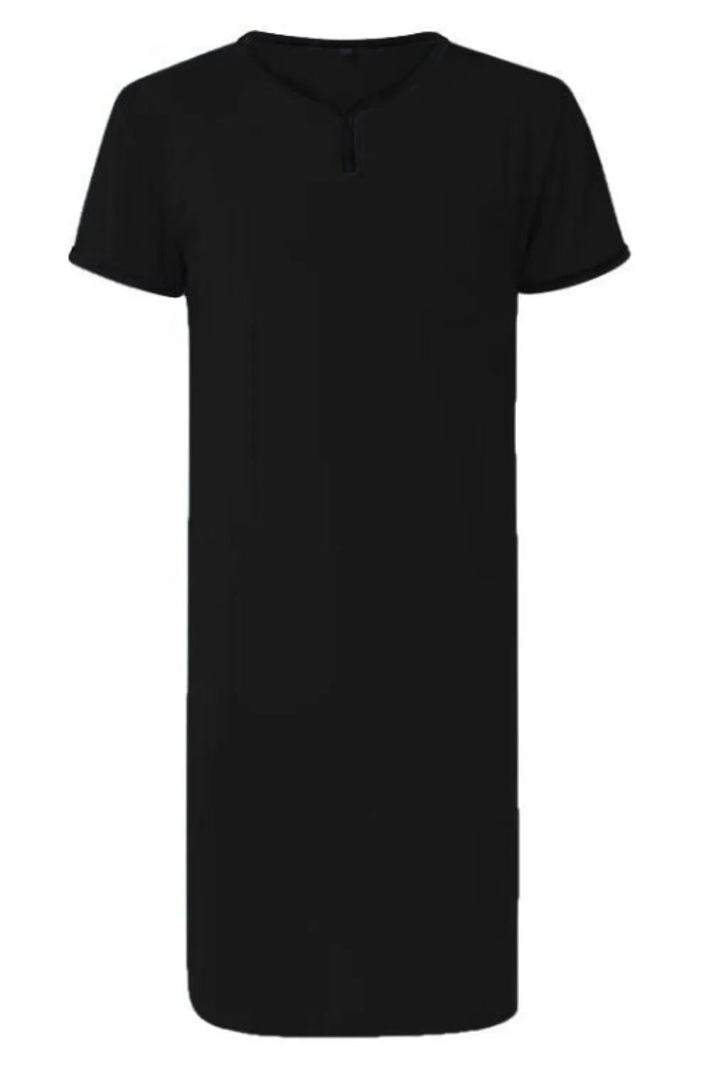 Men's Plus Size Contrast Trim Short Sleeve Lounge Tee Dress Black - Fashorio