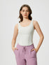 Millennia Round Neck Wide Strap Active Tank with Detachable Chest Pads - Fashorio