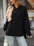Textured Drawstring Long Sleeve Hoodie - Fashorio