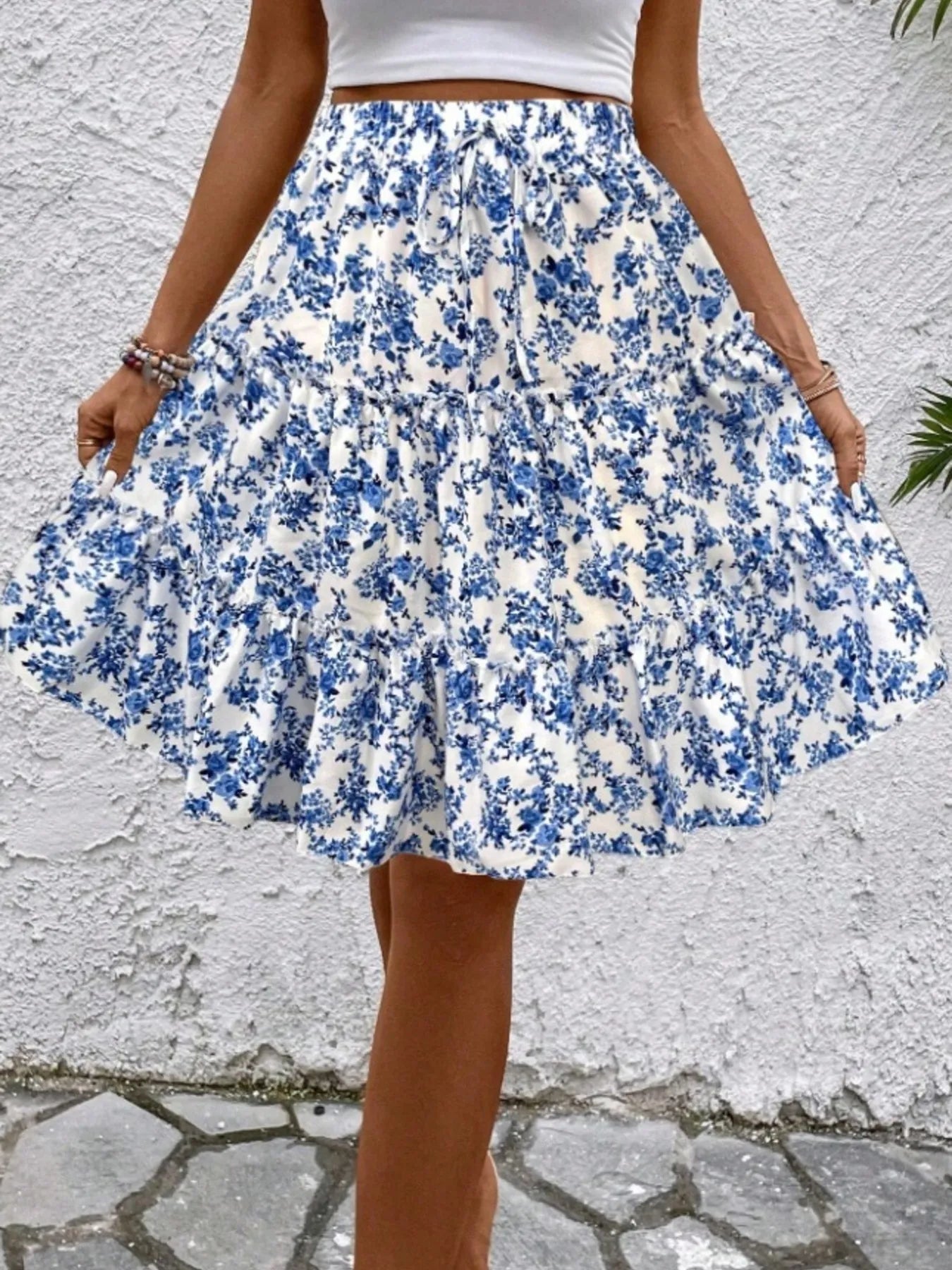 Floral Print Midi Skirt - Fashorio