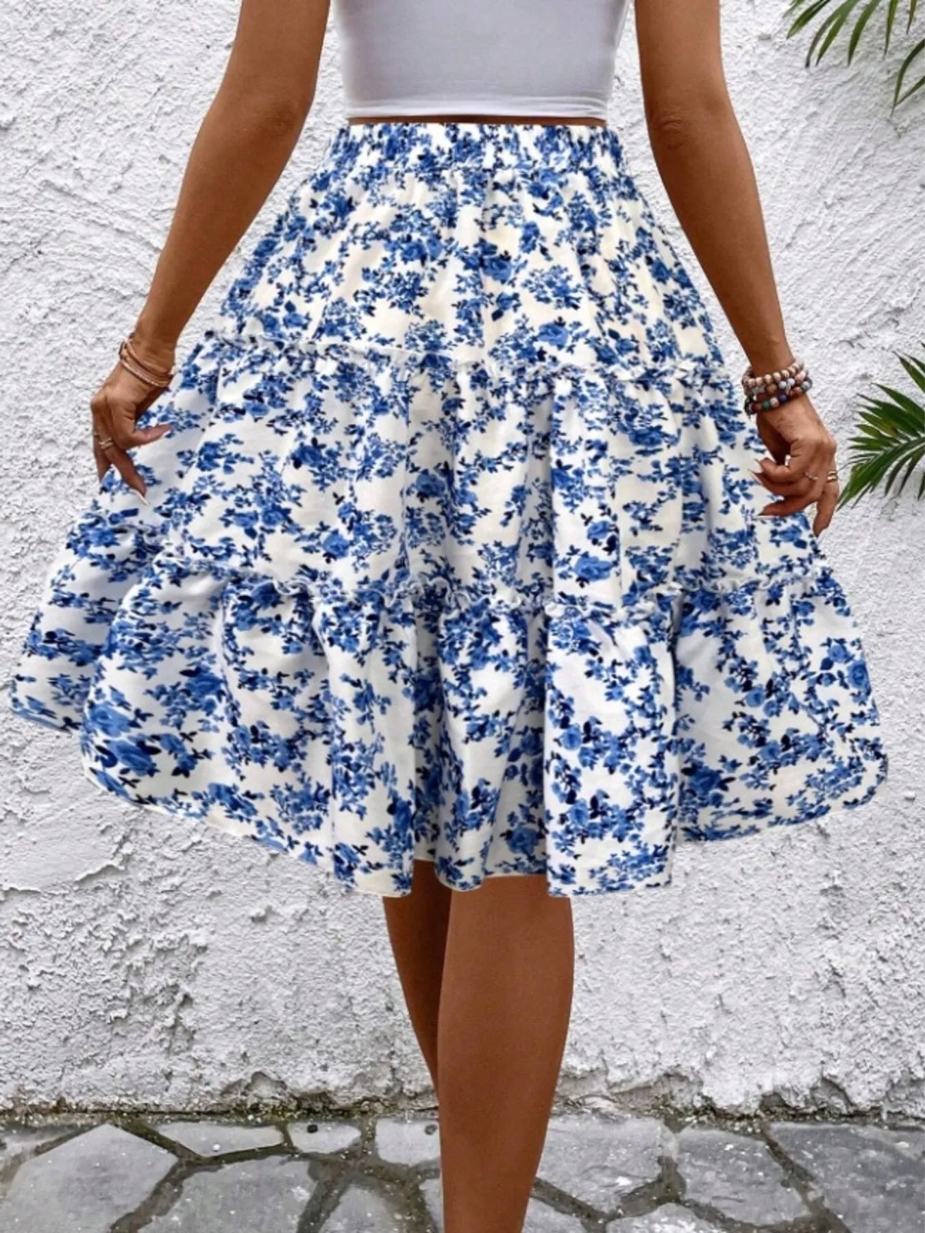 Floral Print Midi Skirt - Fashorio