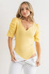 And The Why Shirring Puff Sleeve Bodysuit - Fashorio