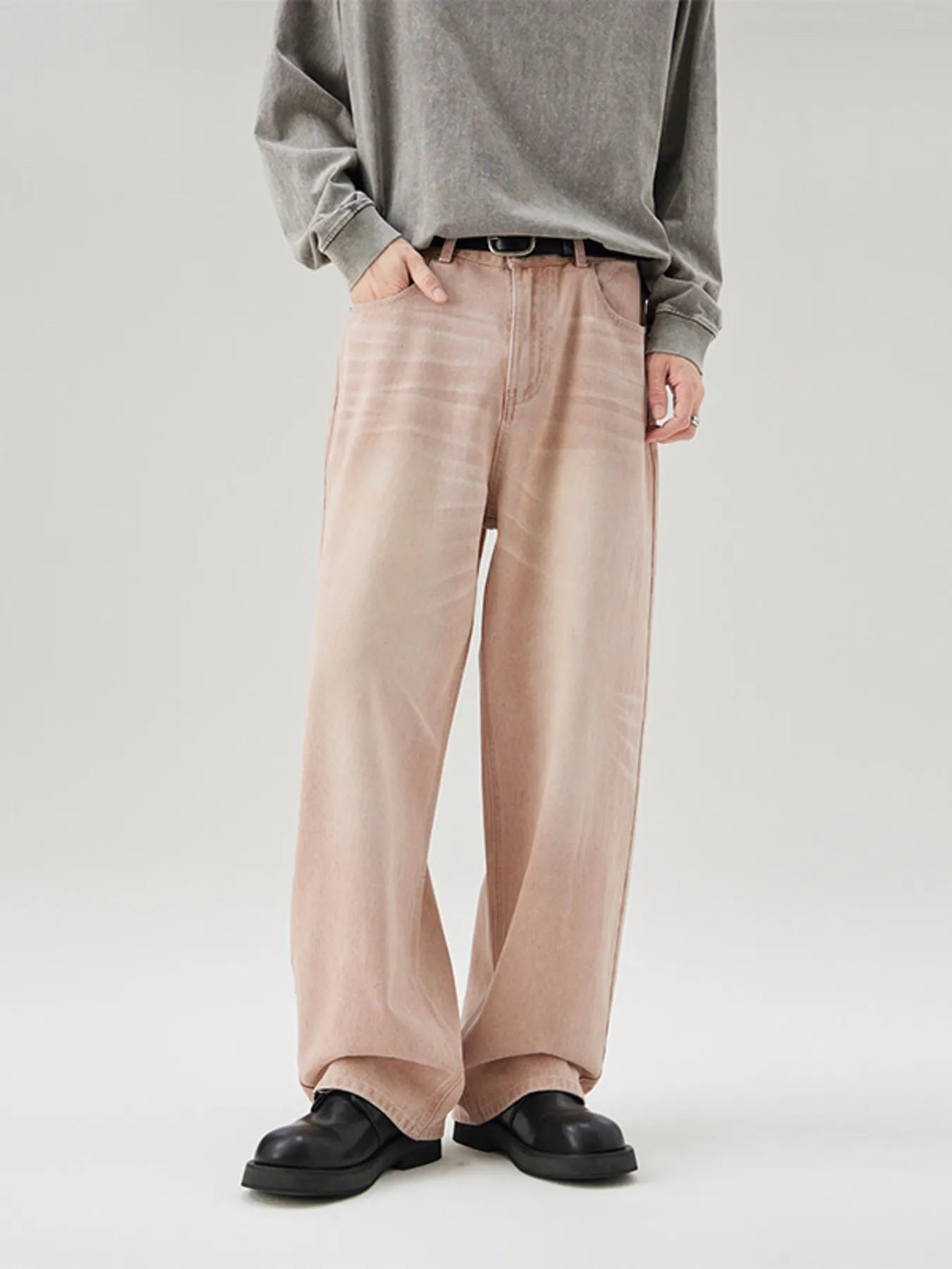 Men's Full Size Wide Leg Washed Baggy Jeans Plus Size - Fashorio