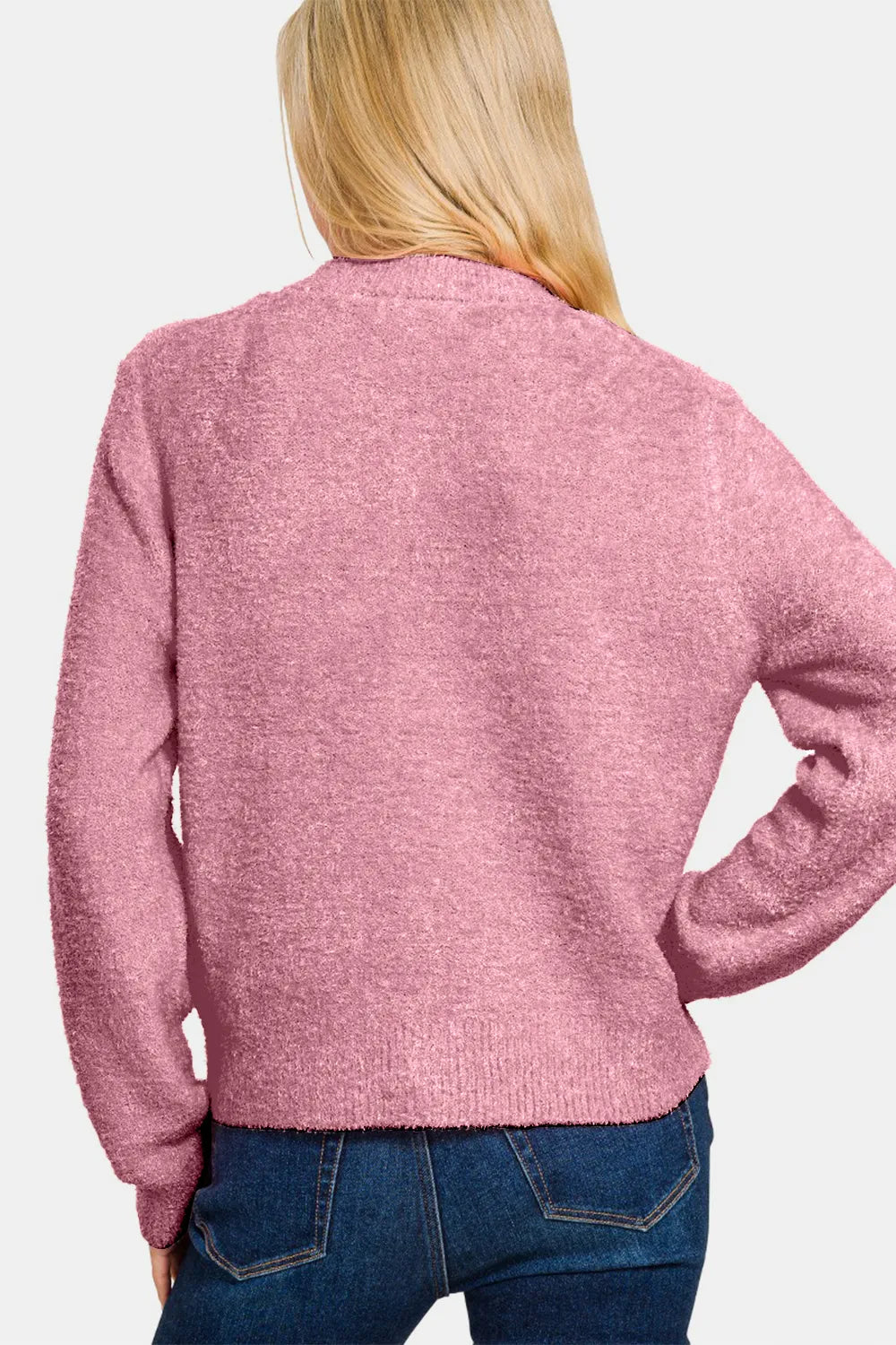 Zenana Button Down Long Sleeve Sweater Cardigan - Fashorio