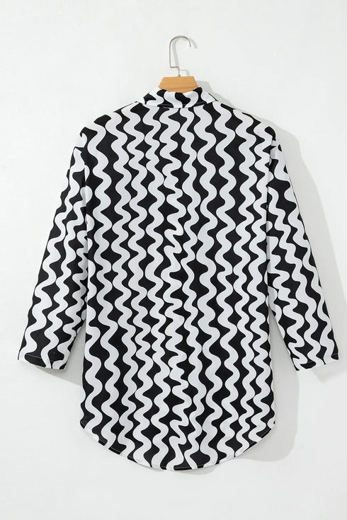 Button Down Contrast Striped Cover-Up - Fashorio