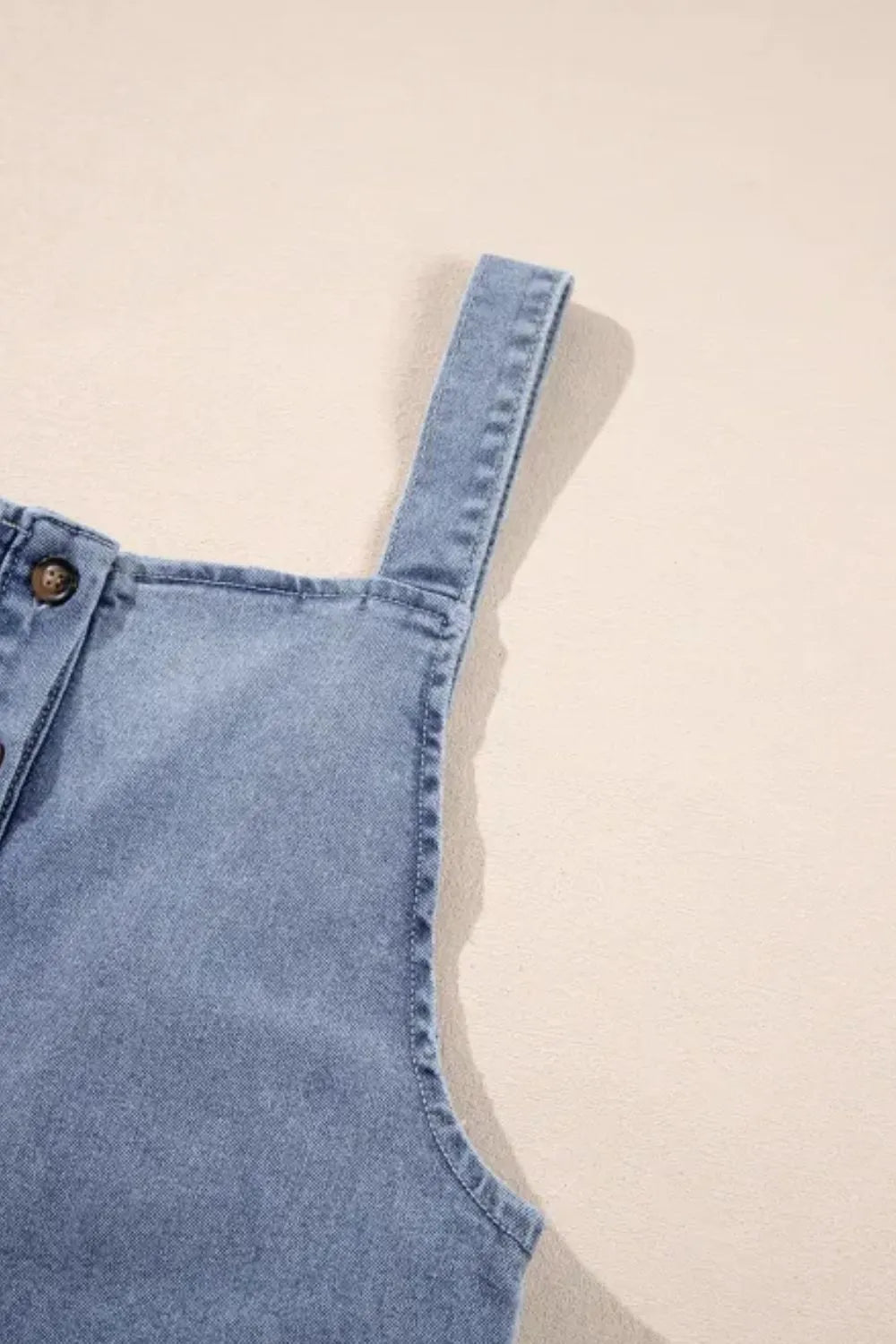 Wide Strap Denim Overalls with Pockets - Fashorio