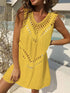 Crochet Detail Beach Cover Up Dress Yellow One Size - Fashorio
