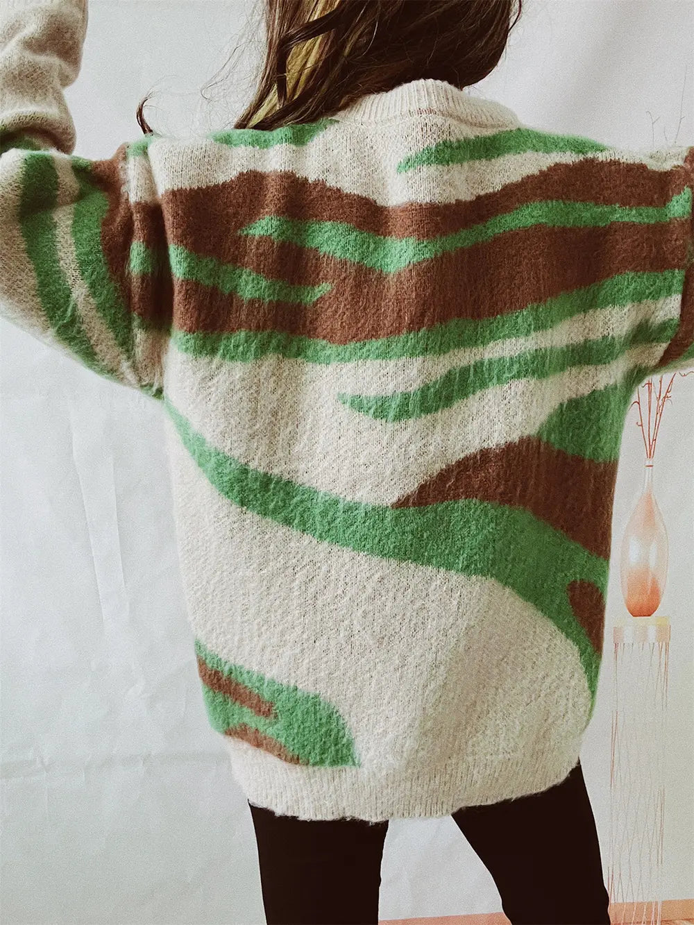 Color Block Round Neck Sweater - Fashorio