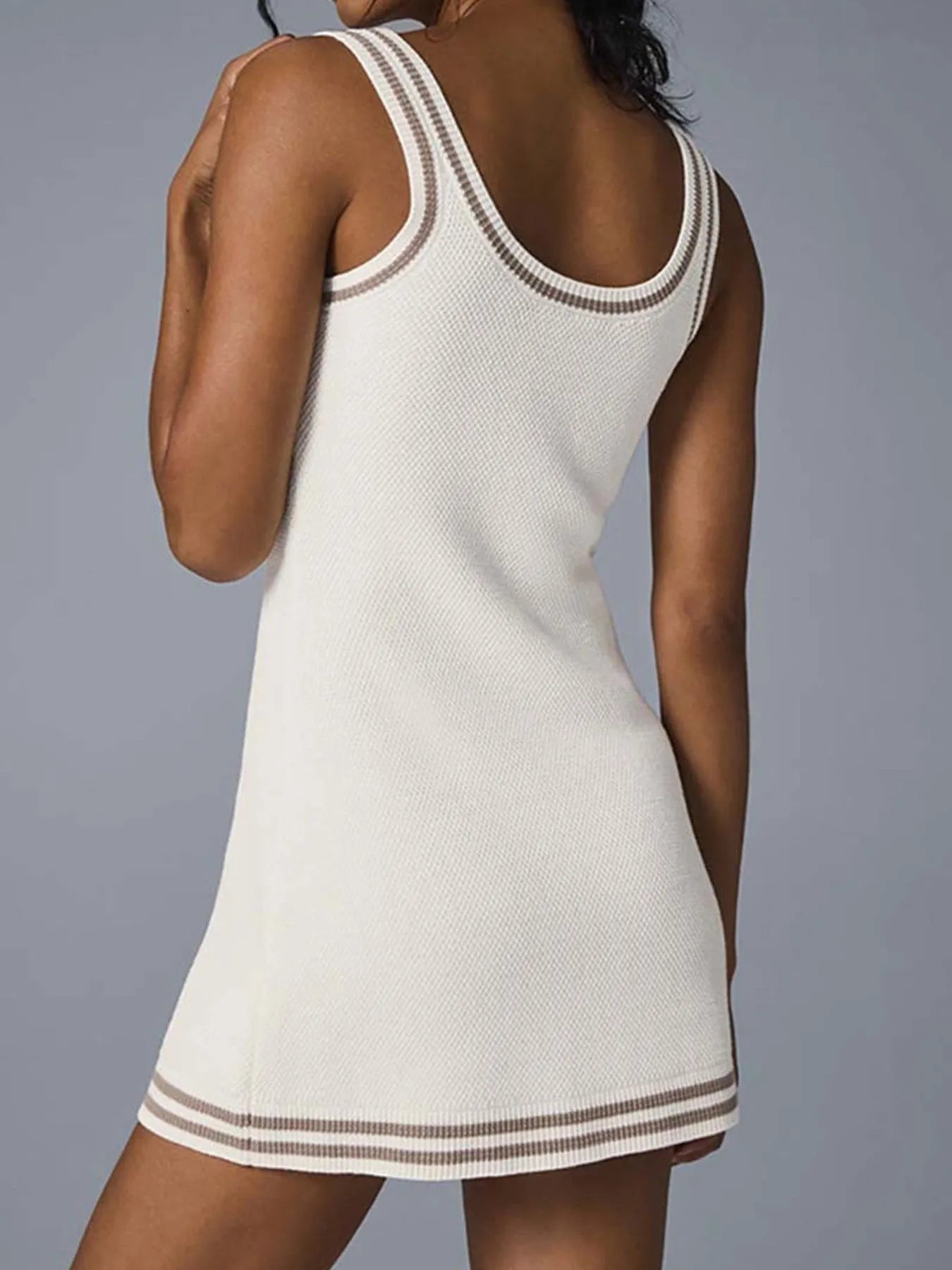 Contrast Trim Scoop Neck Knit Dress - Fashorio