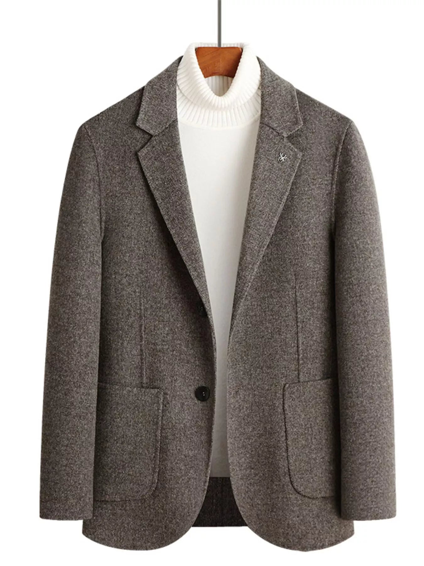 Men's Plus Size One Button Long Sleeve Blazer Khaki - Fashorio