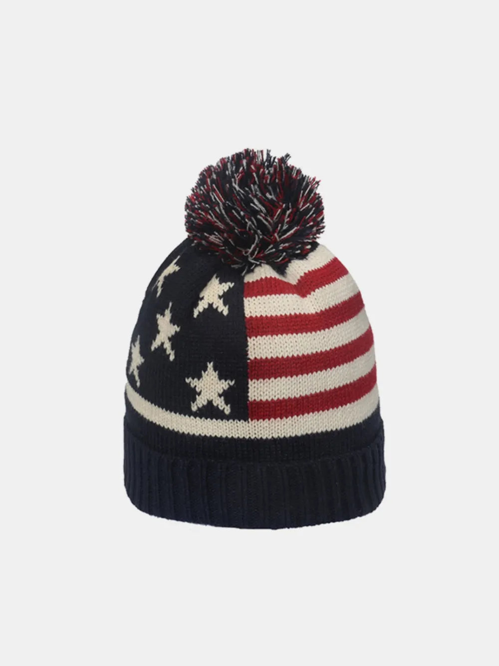 Roll Rim US Flag Knit Hat Style C One Size - Fashorio