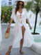 Swiss Dot Sheer Beach Cover Up Maxi Dress White One Size - Fashorio