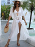 Swiss Dot Sheer Beach Cover Up Maxi Dress White One Size - Fashorio