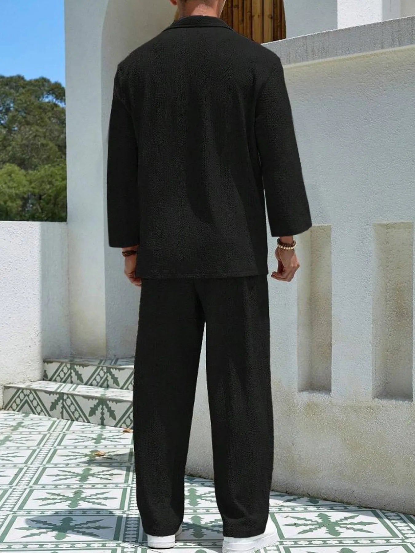 Men's Plus Size Long Sleeve Top and Pants Set - Fashorio