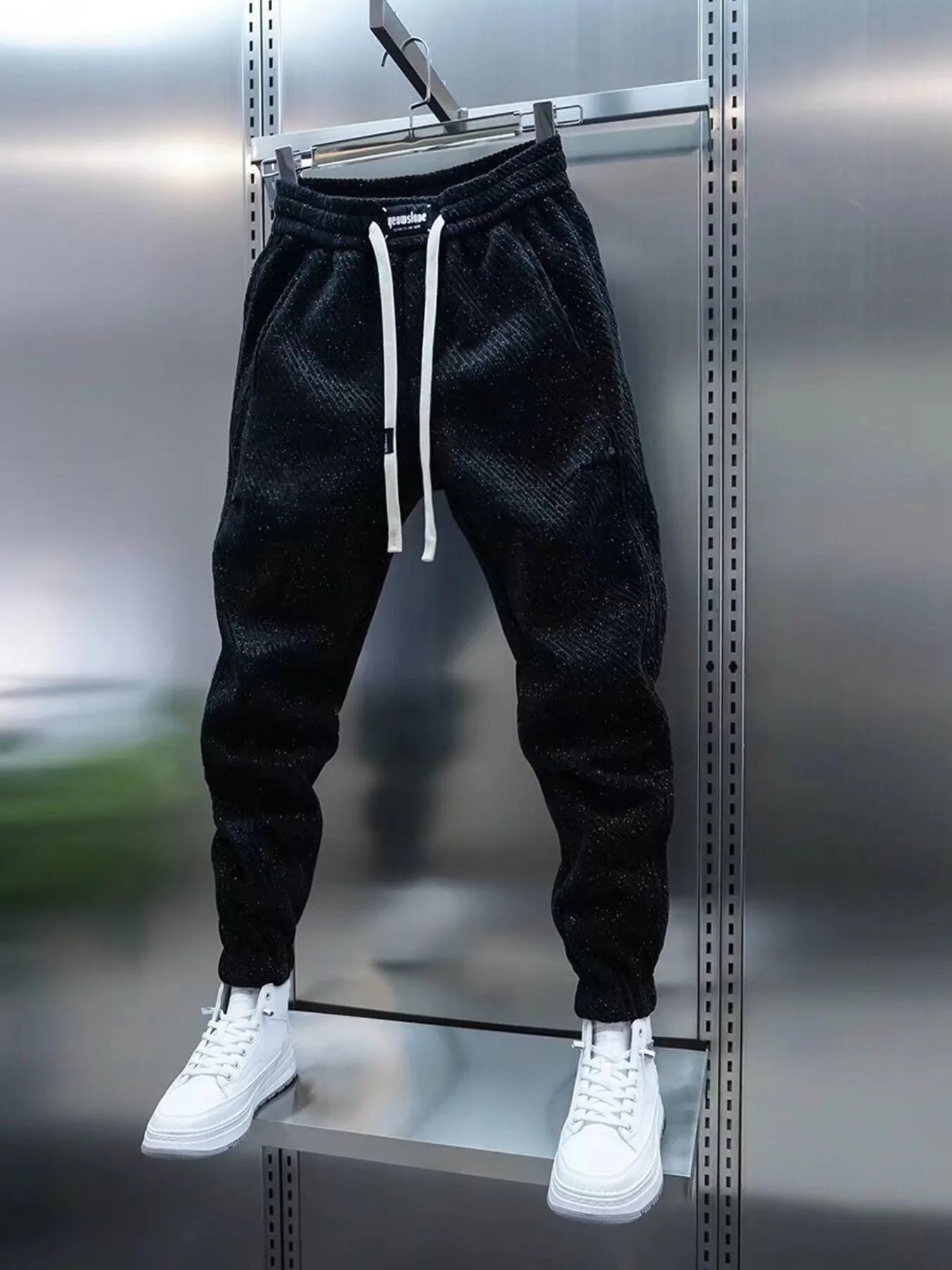 Men's Plus Size Casual Drawstring Joggers Black - Fashorio