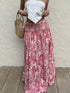 Smocked Printed Maxi Skirt Dusty Pink - Fashorio
