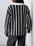 Striped Button Front Long Sleeve Sweater - Fashorio